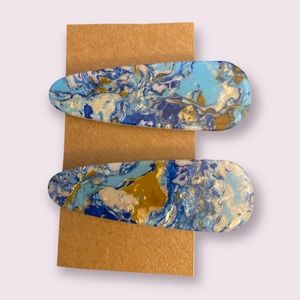 2pcs Color Block Geometric Hair Clips - #222